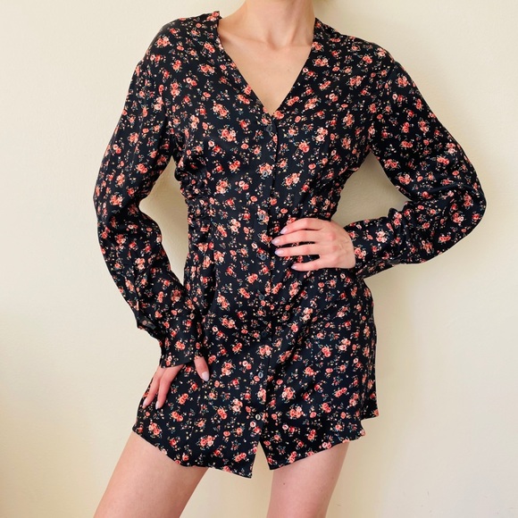 NWT Zara Long Sleeve Floral Print Mini Dress - Picture 2 of 11